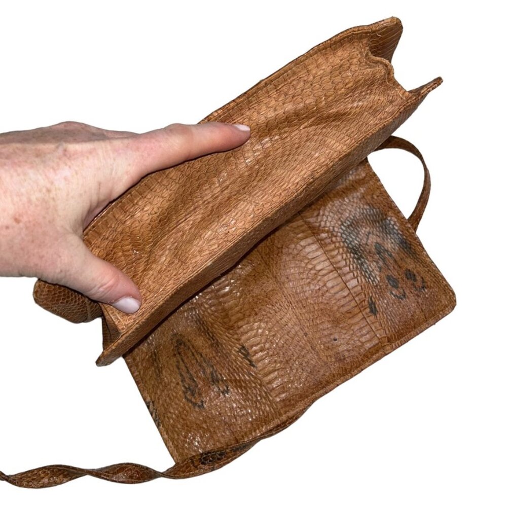 Vintage Brown Python Snakeskin Shoulder Bag Incre… - image 8